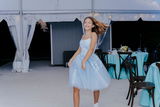 Sleeveless Beaded Scoop Neck Strap Lace Tulle Short Mini Homecoming Dress