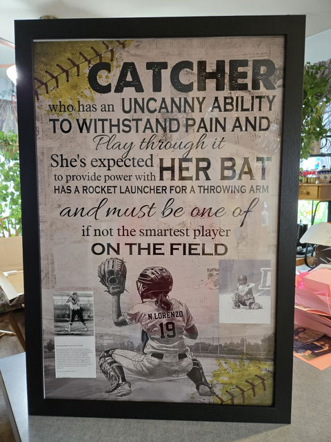“Catchers Are Expected To Provide Power” - Personalized Softball Girl Poster / Canvas