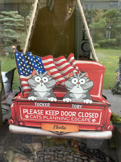 Cats Planning Escape Truck - Personalized Custom Shaped Wood Sign