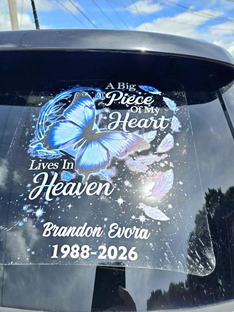 Big Piece Of My Heart Lives In Heaven - Personalized Butterfly Decal