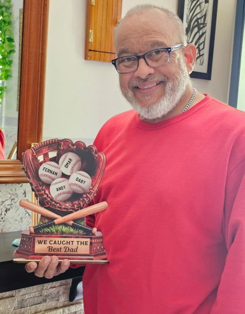 We Caught The Best Dad - Baseball Personalized 2-Layer Wooden Plaque