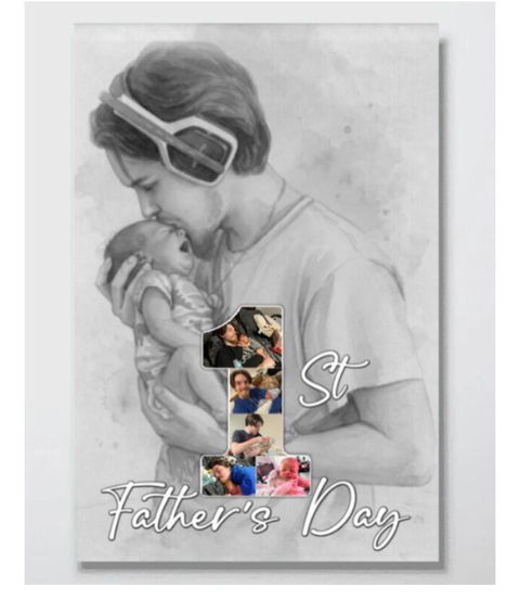 Personalized Custom Photo Canvas / Poster - 1st Father’s Day Gift from Wife