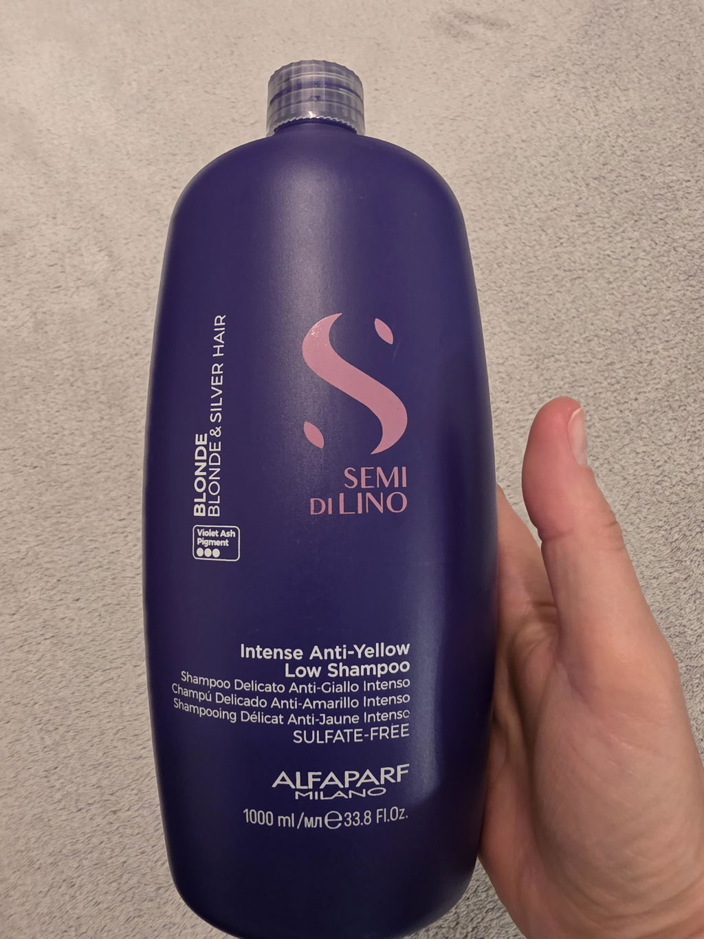 Alfaparf Semi di Lino Blonde & Silver – Șampon Profesional Anti-Galben pentru Păr Blond, Cărunt sau Decolorat
