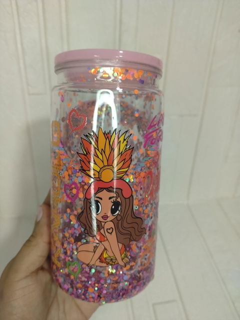 Can Glass Doble Pared para Snowglobes | 12 oz |Tapa Rosa