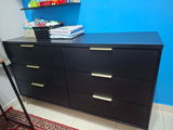Cômoda 6 Gavetas Yves 135cm Preto Fosco com Champanhe
