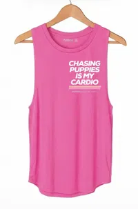 Chasing Puppies is My Cardio Women's Sleeveless Tank | Dog Mom Gift | Handmade in Los Angeles USA