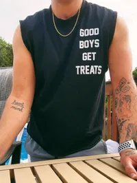 Good Boys Get Treats Heavyweight Muscle Tank | Premium Cotton Boxy Fit | Gift for Dog Dads