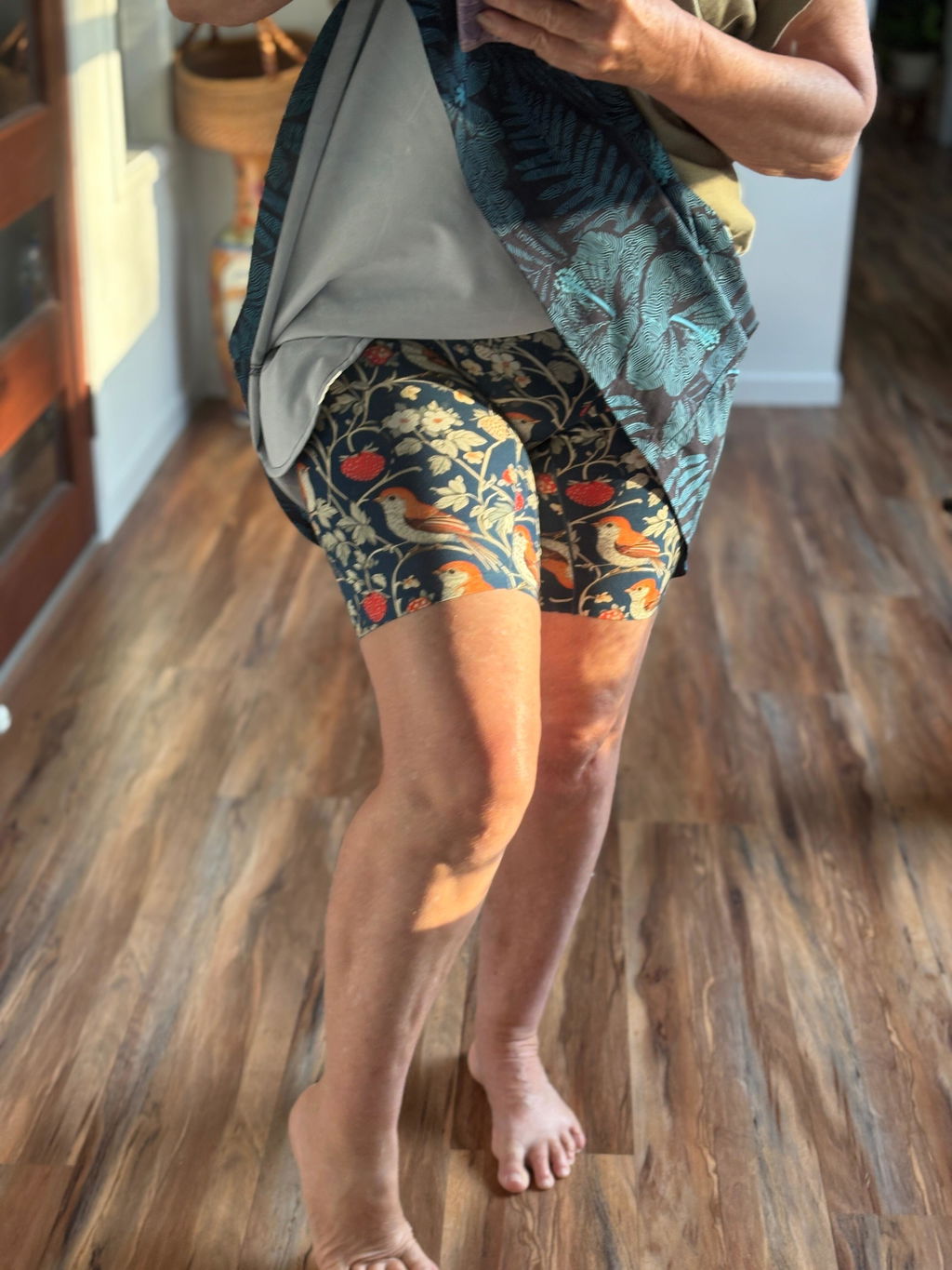 Berries & Birds (8" inseam) High-Waisted Biker Briefs