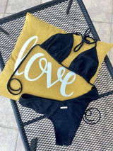 Black Two-Piece Tanning Triangle Bikini Swimsuit for Women Quick Dry