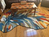 Handmade Irregular Shape Wool Area Rug - Unique Botanical Design Carpet
