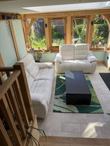 Green Banana Leaf Pattern Wool Rug – Hand-Tufted Botanical Design