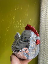 Buyer photo of Disco Ball Chicken Sculpture