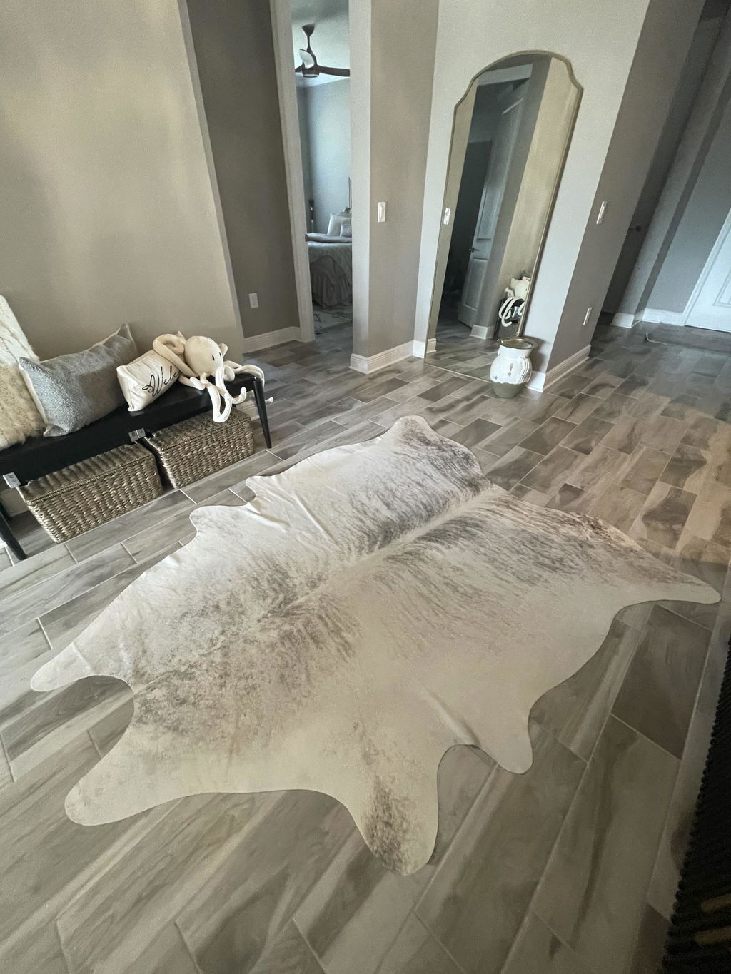 Light Grey Brindle Cowhide Rug