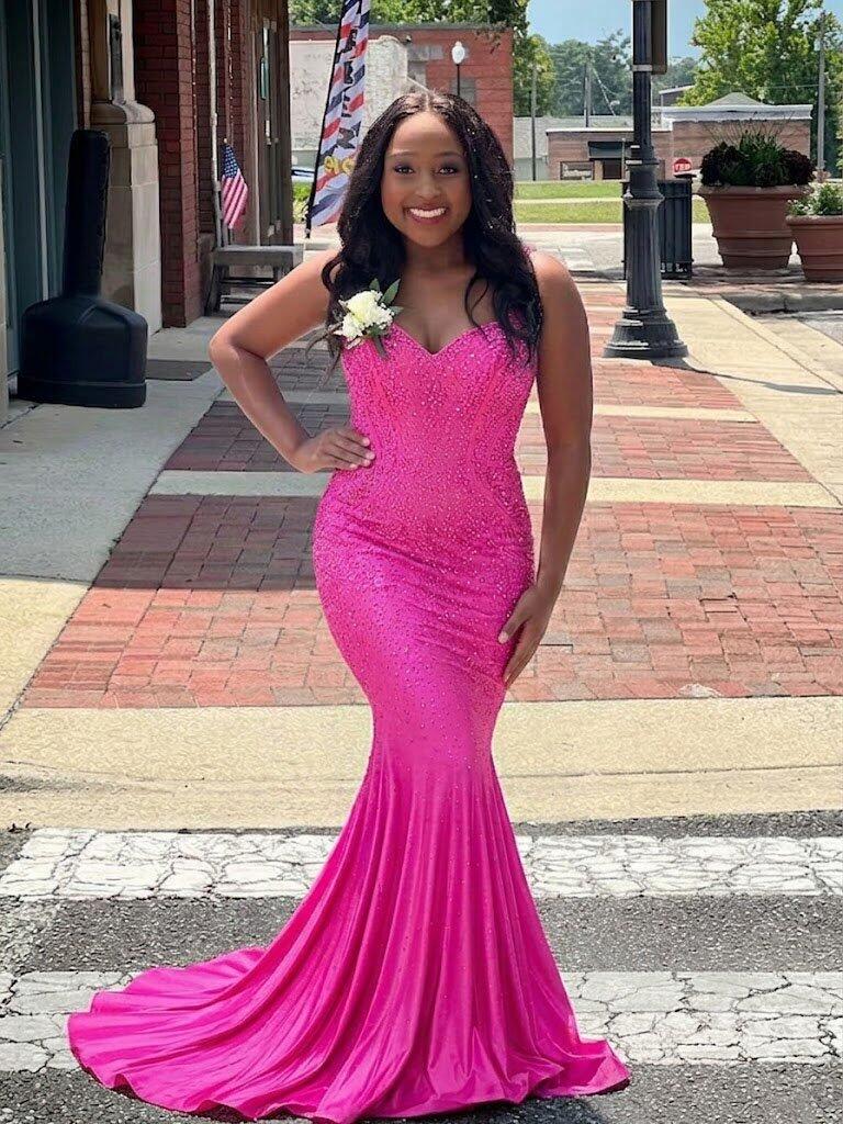Sexy Dark Green Mermaid Prom Dress Sparkly Crystal Sweetheart Floor Length,OLP2262