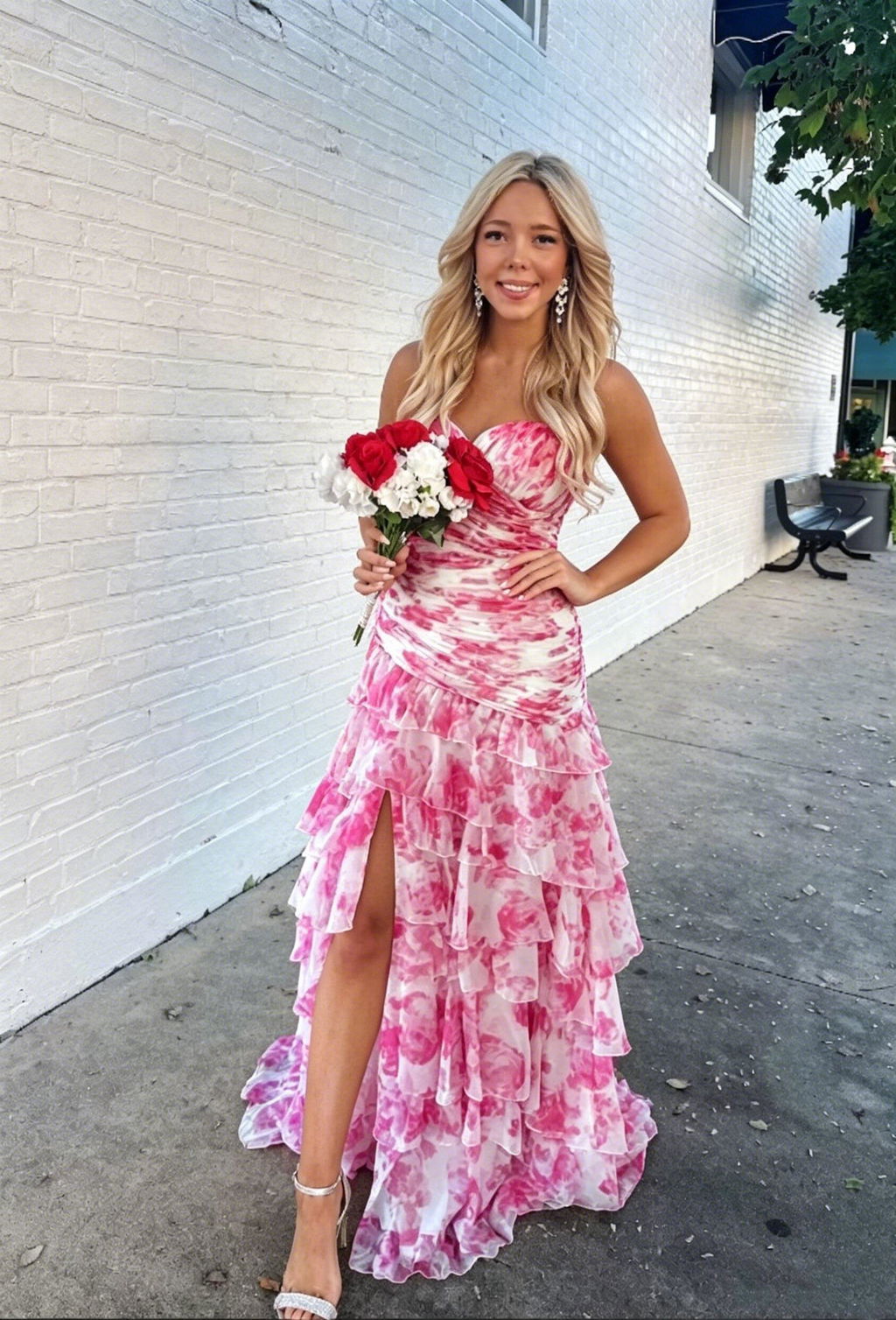 Elegant Pink Sweetheart Sleeveless Mermaid Satin Evening Prom Dresses Online, OLP917