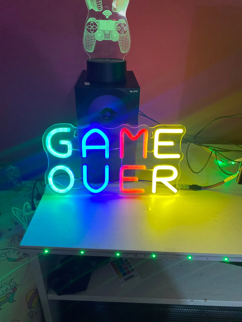 Game Over Multicolor LED Neon Sign | Aesthetic Room Decor - roomtery