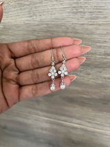 Roovi 925 Sterling Silver Daisy Dangler Earrings for Women | American Diamond Lightweight Minimal Daily Wear