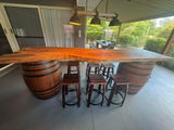 Half Wine Barrel Live Edge Slab Bar