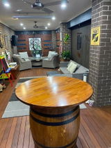 Tasmanian Oak Wine Barrel Table – 28mm Solid Tabletop