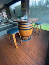 Wine Barrel Bar Stools - Set of Two