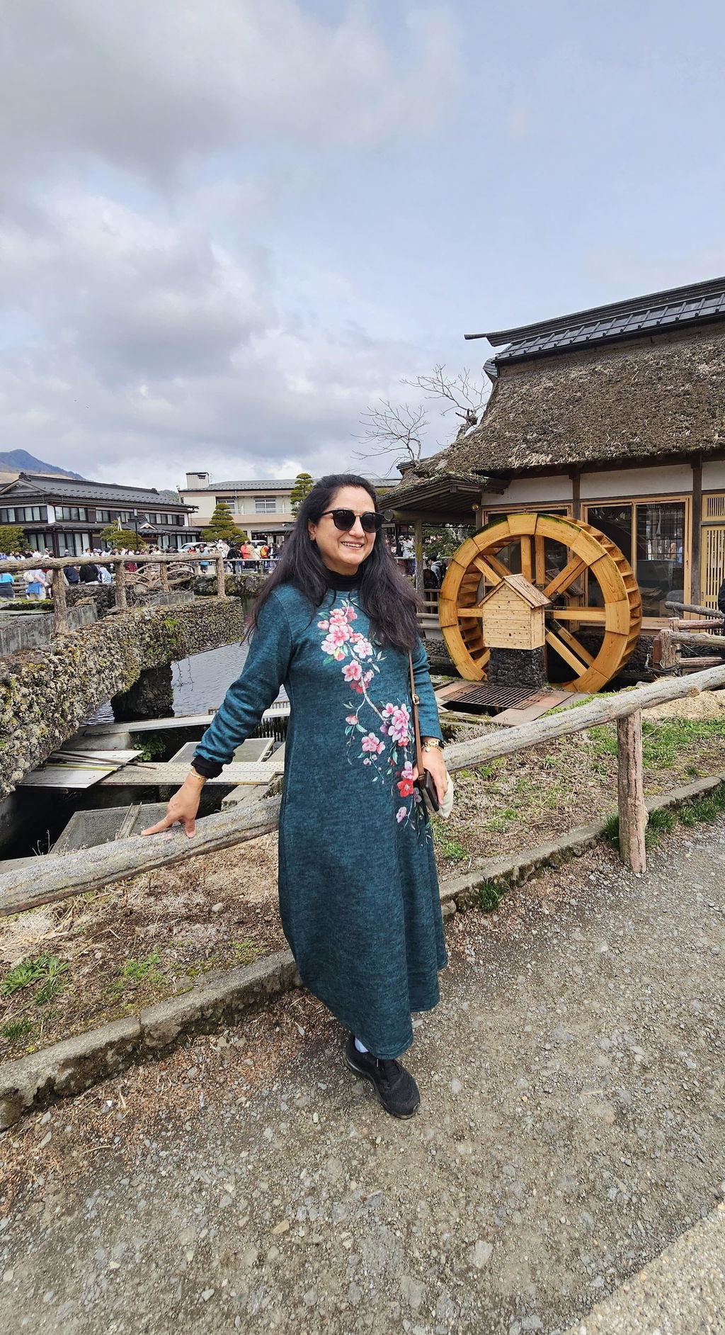 Green Floral A-line Woollen Dress
