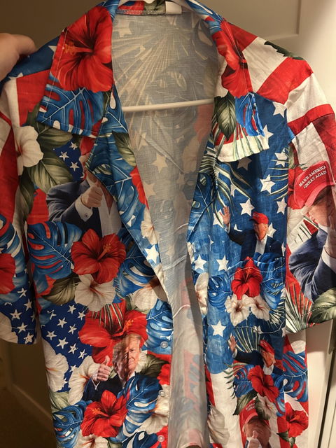 Custom Photo Trump American Flag Tropical Independence Day Hawaii Shirt N304 62557
