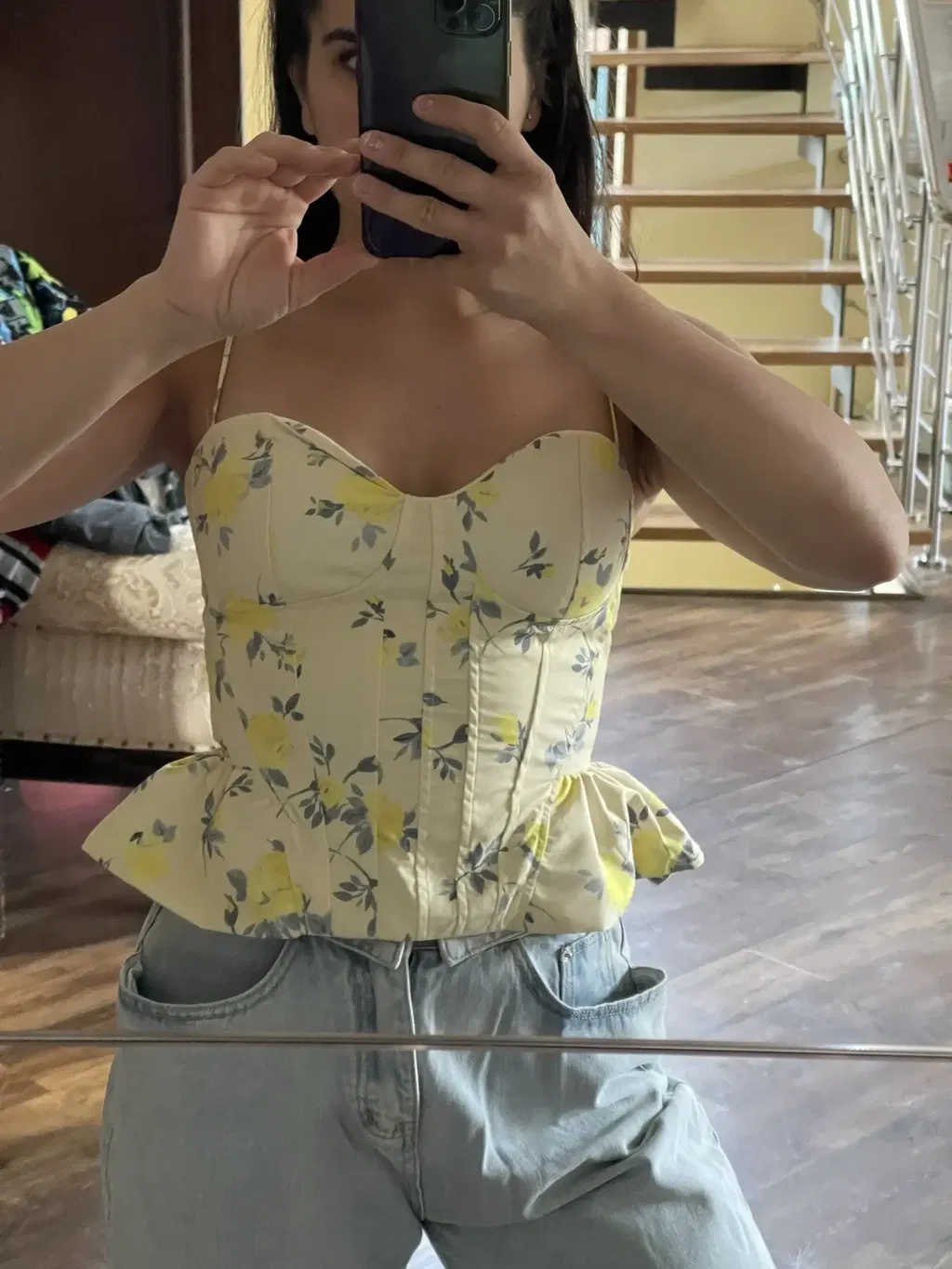 Floral Ruffle Backless Cami Top customer photo