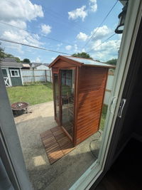 Wearwell-902VT 2 Person Outdoor Ultra-Low EMF Far Infrared Sauna in Mahogany (Enhanced with Red Light)
