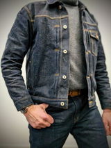 SAUCE ORIGIN Chased Silver Limited Edition 925 Silver Button Denim Jacket 19oz