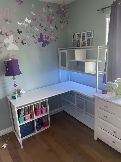 SEDETA 58 Inch L Shaped Computer LED Desk with Storage Shelves for Home Office