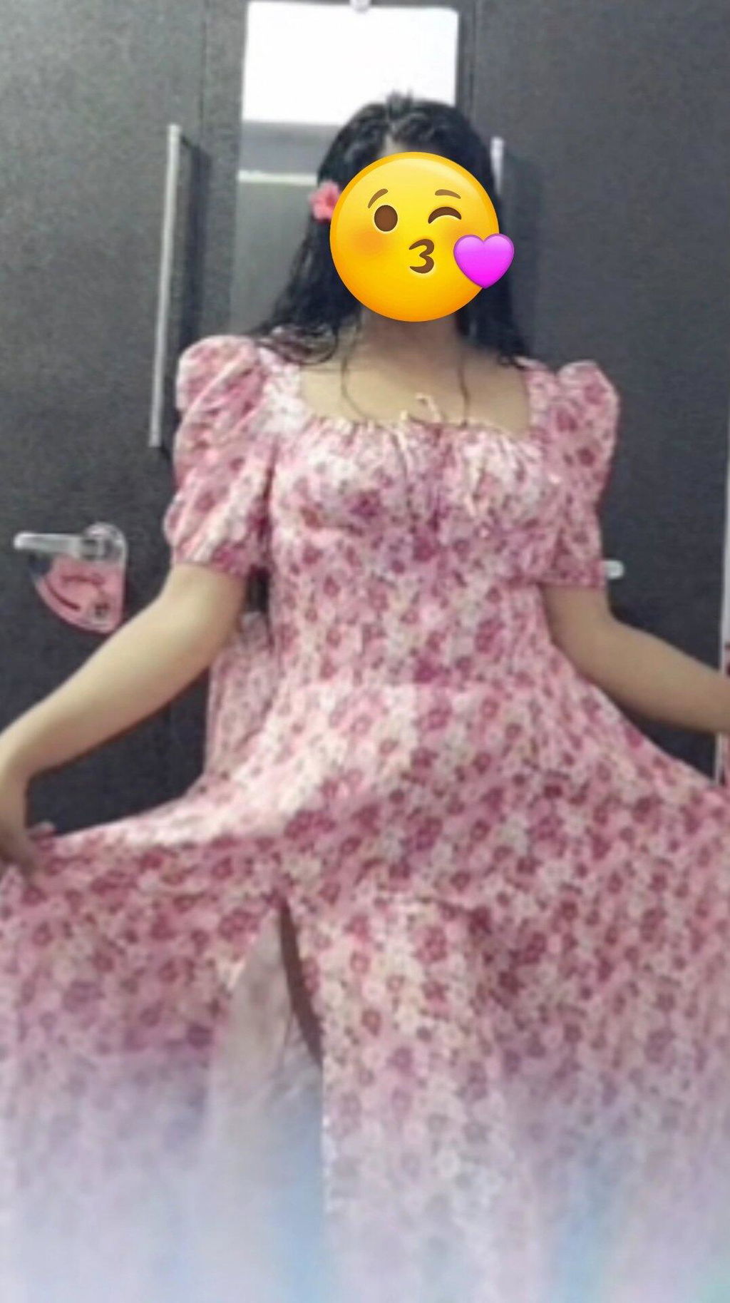 Tallulah Pink Floral Print Puff Sleeves Midi Sundress