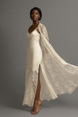 Chantilly Lace Long Robe with Silky Satin Lace Nightgown - next day shipping