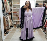 Luxury Satin Feather Bridal Robe | Victorian Style Wedding & Photoshoot Robe