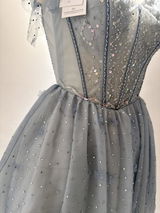 A-line Off-the-shoulder Beaded Unique Blue Short Prom Dress Juniors Homecoming Dresses kts012