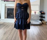 Sparkly Royal Blue Cut Out A Line Tiered Short Homecoming Dress with Beading #TKL533