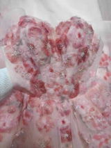 Chic A-line Sweetheart Pink Prom Dresses With Beaded Flower Evening Dress CRN074