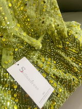Luxury Mermaid Green Strapless Long Prom Dress With Full Beaded Long Sleeve Evening Gowns CRN021