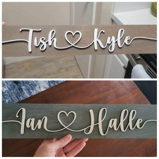 Couples name wooden sign