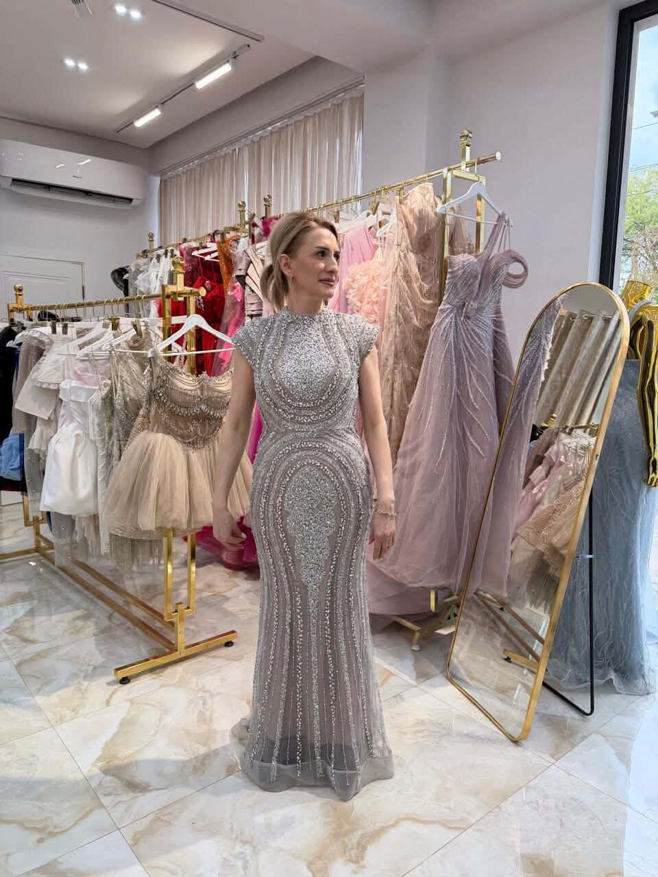 Luxury Designer Dubai Silver Nude Arabic Evening Dresses LA72344