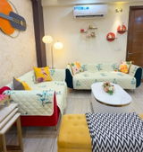 3 Seater Sofa Cover with Non Slip Base (Size C (190 cm), Silent Meadow)