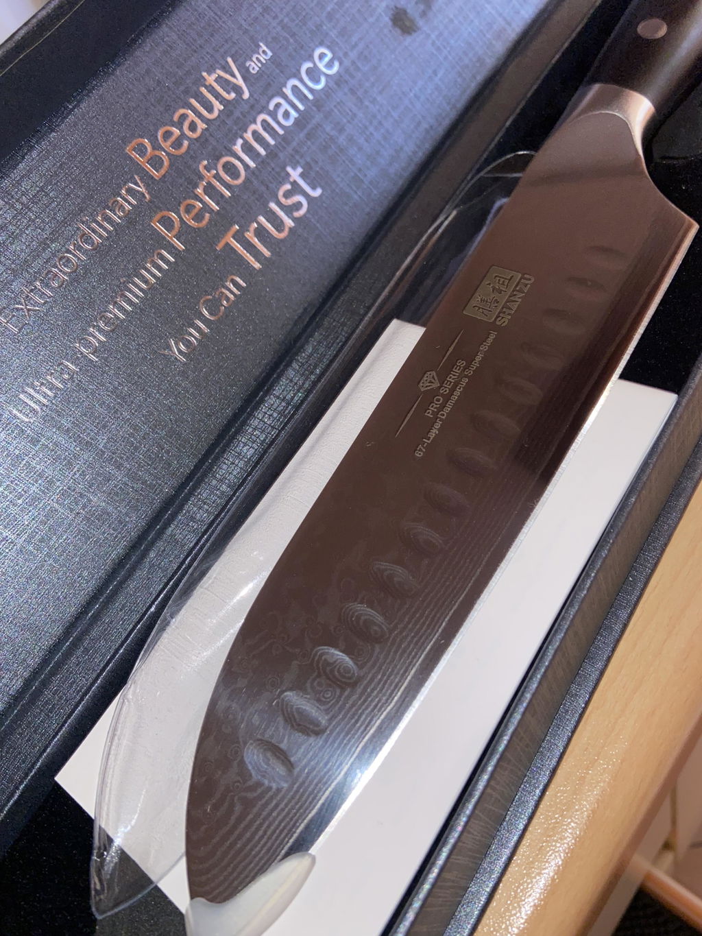 SHAN ZU Pro | Couteau Santoku Damas 7" +Porte-couteaux magnétique