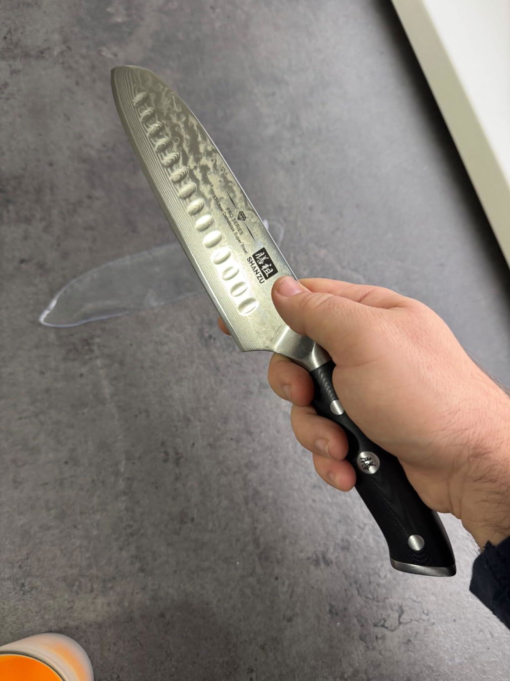 SHAN ZU Pro | Couteau Santoku Damas 7" +Porte-couteaux magnétique