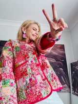 Billie Quilted Jacket - Pink Floral