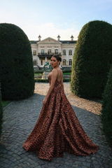 Leopard Print Plunging V-Neck A-Line Prom Dress SH108