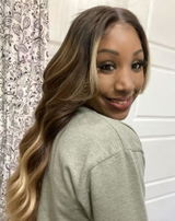 Ondulée Balayage Mèches Blondes Perruque Sans Colle Prête-à-Porter Lace Frontale Cheveux 100% Humains