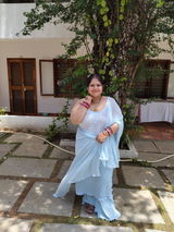 Dreamy Frost Chikankari Ombré Lace Strappy Kurta Set (Set of 3)