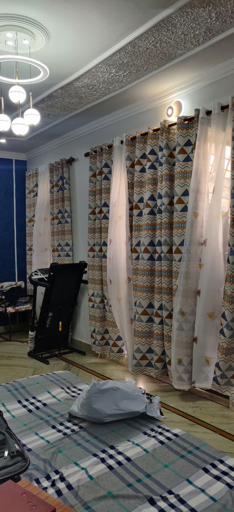 Premium Blackout Geometric Curtains - Ethnic Art of Pyramids(Set of 2)