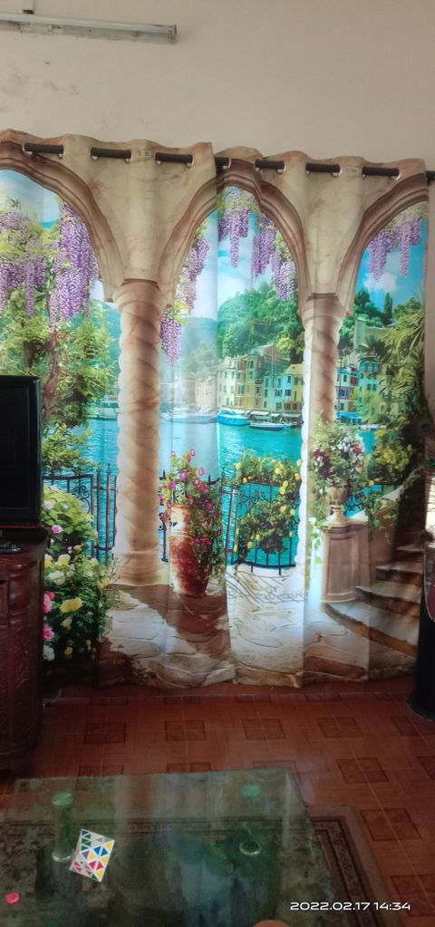 Premium Blackout Digital Curtains - Floral Lakeview(Set of 2)