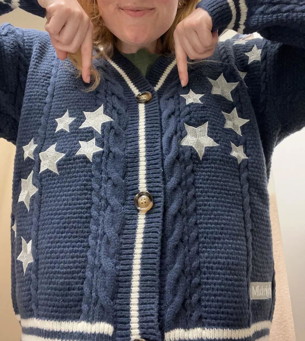 Midnights Cardigan Taylors Version, Navy Blue Sweater