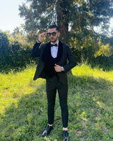 Claassic Stitching Velvet Shawl Lapel Black One Button Men Formal Wedding Suit Tuxedos Online